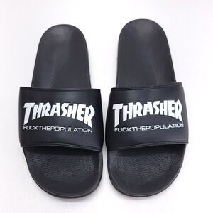FTP X Thrasher Slides Mens Size 9 Black RARE‎